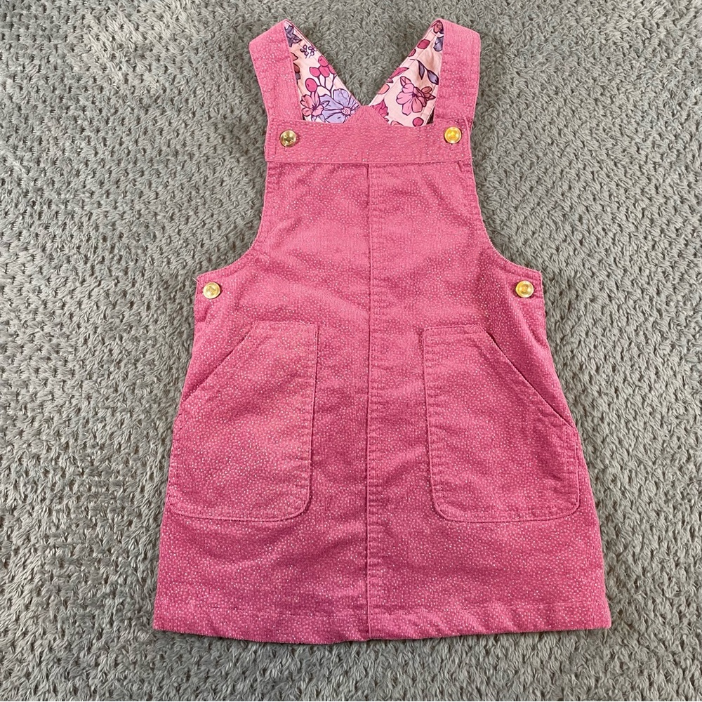 Cynthia Rowley Girl’s Size 4 Corduroy Overall Jumper Dress Pink/Purple‎ Sparkle
